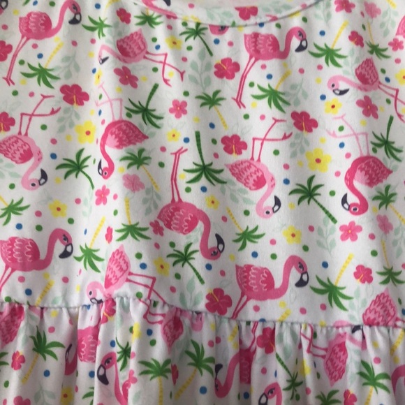 - Flap Happy Kids Dress - Pink and Green Flamingo Print - Picture 4 of 6